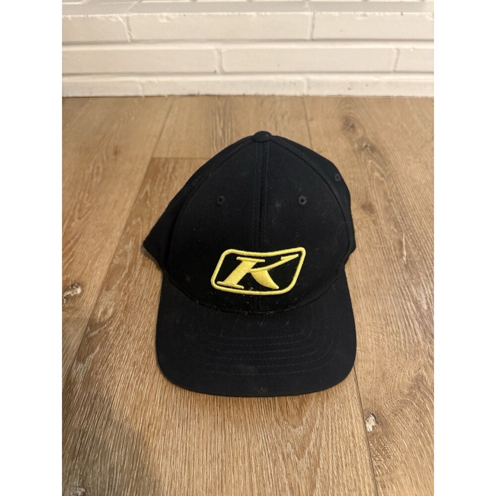 Klim Mens Middle Logo Black Yellow Baseball Cap Fitted Size L/XL